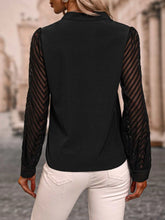 Notched Neckline Contrast Mesh Blouse